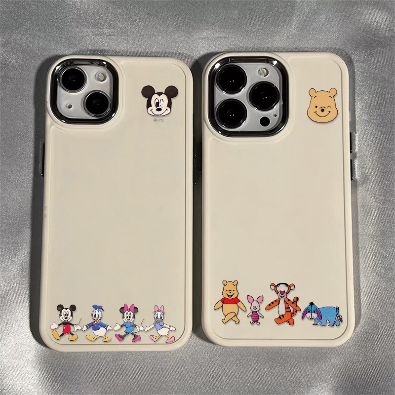 IPHONE Hewan Lucu Tombol Logam Casing Ponsel Silikon Kompatibel Untuk Iphone14 13 12 Pro Max Soft Casing Shockproof Cover Cell Precticer