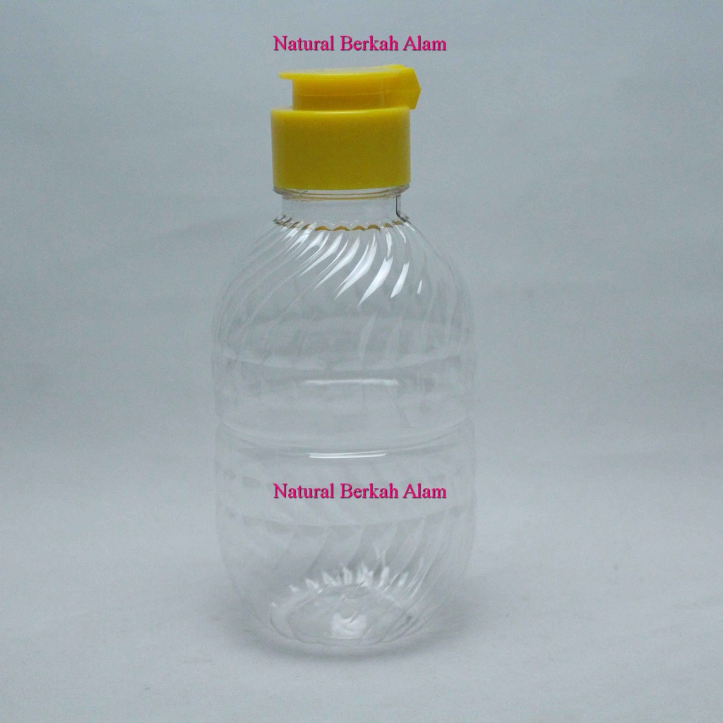 Botol Plastik Ulir 250 Ml Natural Tutup Fliptop Jamur / Botol PET/ Botol Plastik / Botol Pet Food / 