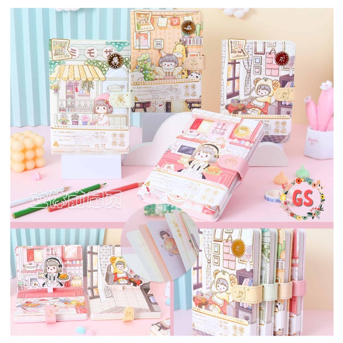 

✨BISA COD✨ -Magnetic Notebook Diary Sweet Coupon / Jurnal agenda Buku tulis Import - A