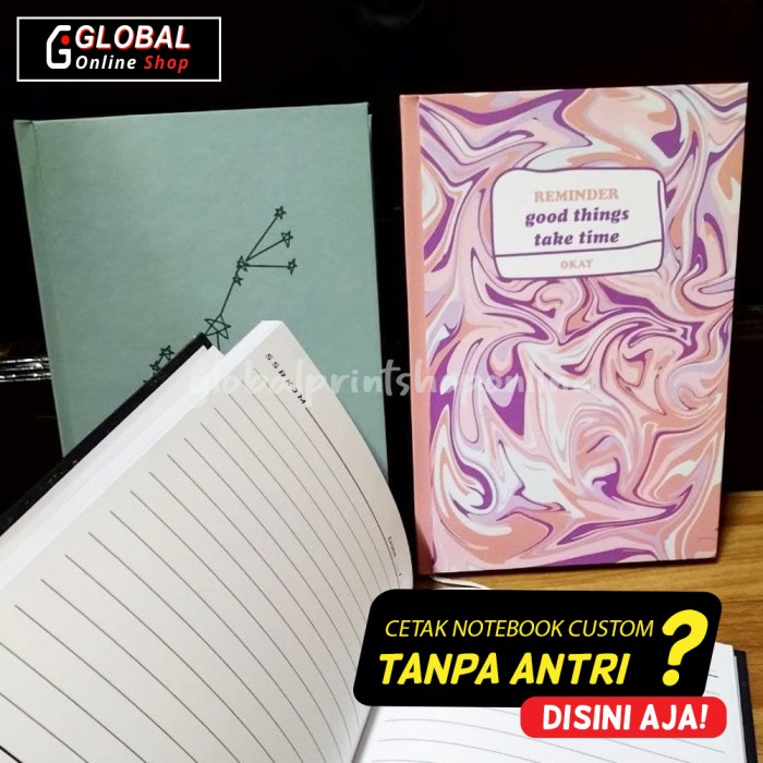 

✨BISA COD✨ -NOTEBOOK CUSTOM HARDCOVER A5 ISI BERGARIS - Doff, Hardcover