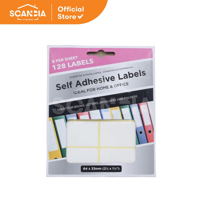 

SCANDIA Adhesive Labels 64x33 Mm 128 Pcs/Pack White (SL0345)