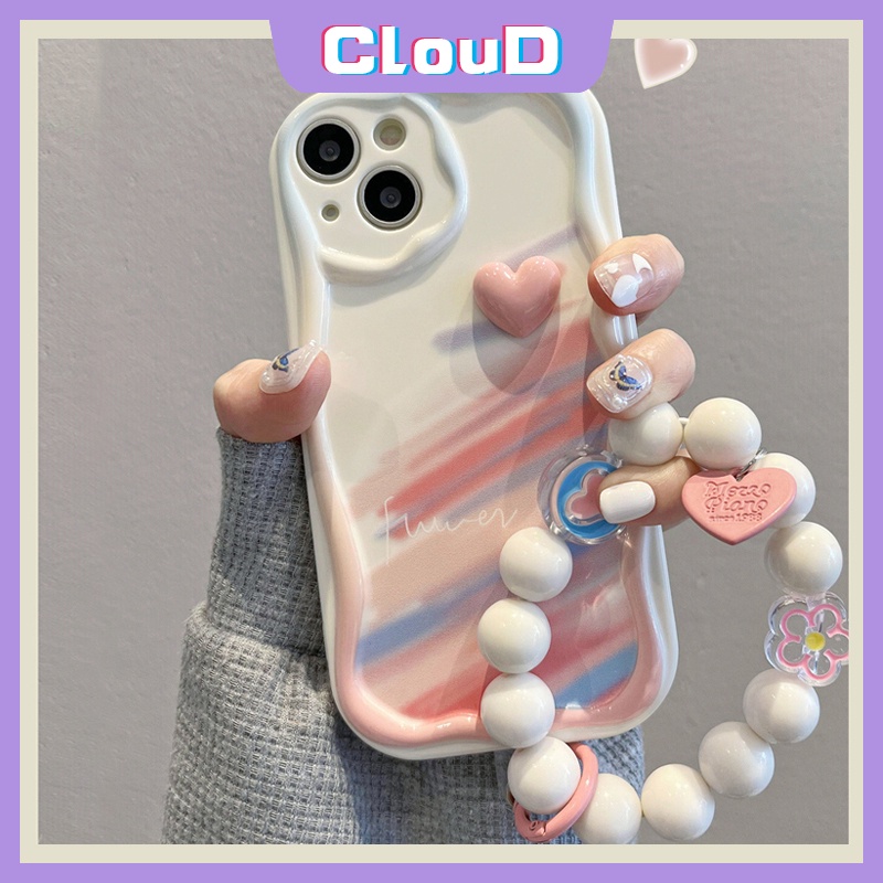 Casing Tepi Melengkung Bergelombang Stereo 3D Untuk Infinix Hot12 11 10 20 30 9 8 Play Hot 10Lite 8 9 30i Note12 G96 Smart5 6 6Plus 7love Heart Hand Strap Bracelet Graffiti Rainbow Cover