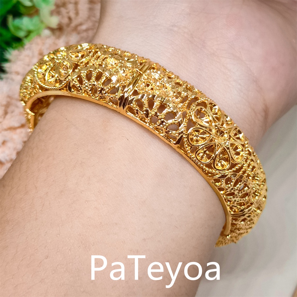 gelang bangkok terbaru motif bunga Gelang Kroncong xuping perhiasan lapis Emas  dubai