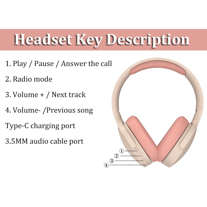 AVVIC P2961 Headphone Wireless Bluetooth Headset Hifi Stereo Music 6D Socking Bass TF AUX Support