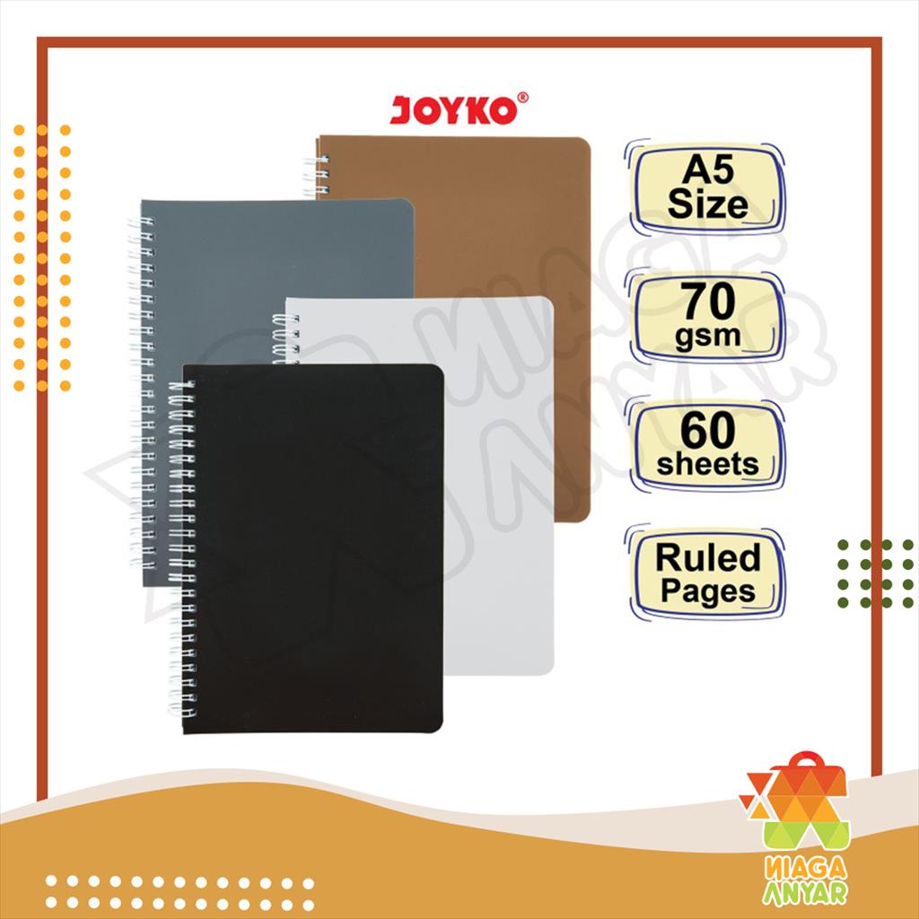 

NA JOYKO Notebook A5 / Ruled Note Book Diary Agenda Buku Catatan Bergaris Joyko 60 Lembar / Ring Book Buku Ring