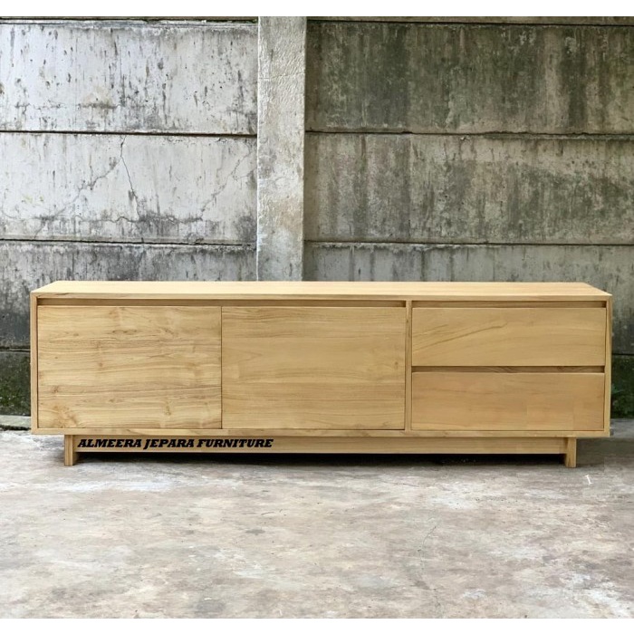 MEJA TV KAYU JATI MINIMALIS BUFET TV MINIMALIS CUSTOM BUFET TV KAYU JATI