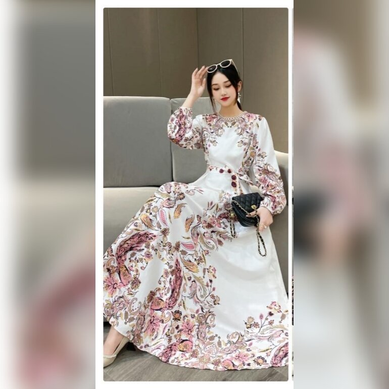 DRESS WANITA MAXI ESTILO LILIANA PUTIH IMPORT BKK BANGKOK