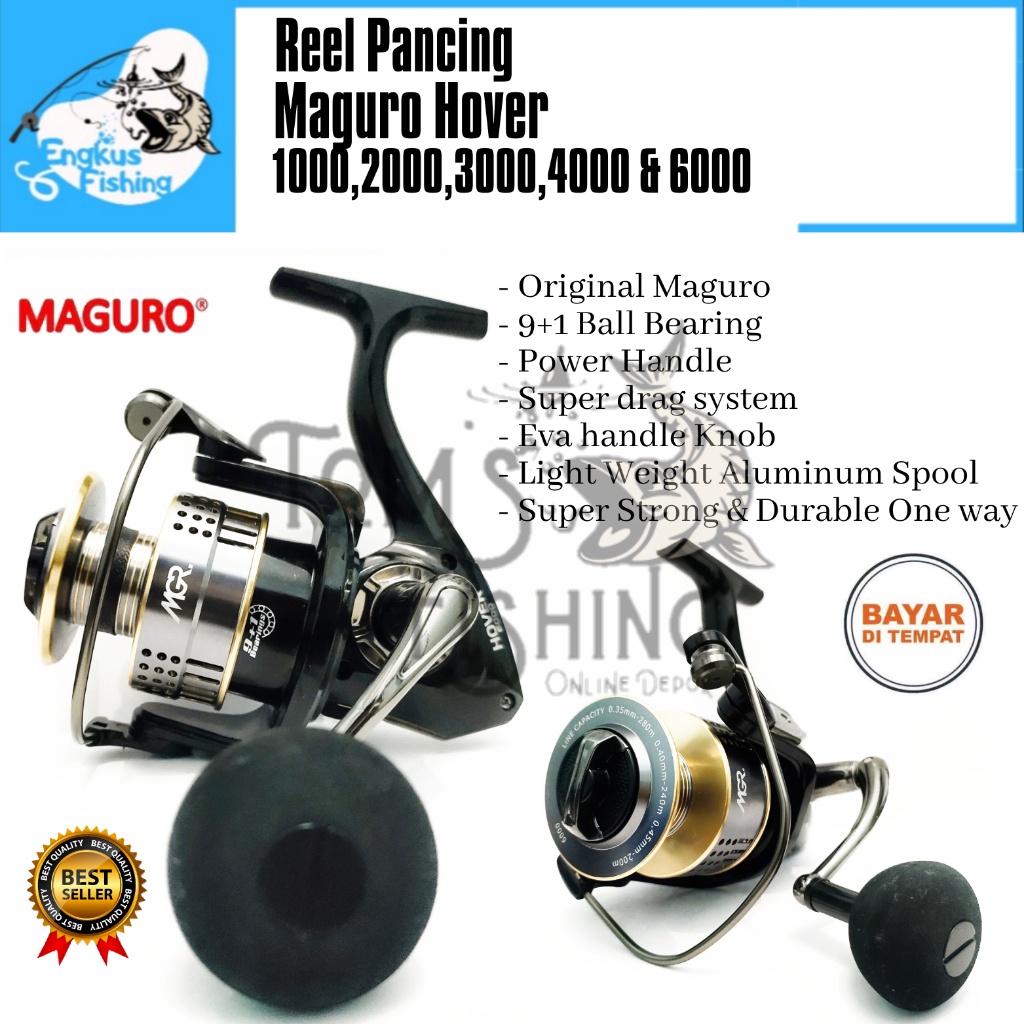Reel Pancing Maguro Hover 1000 - 6000 Original (9+1Bearing) Power Handle - Engkus Fishing