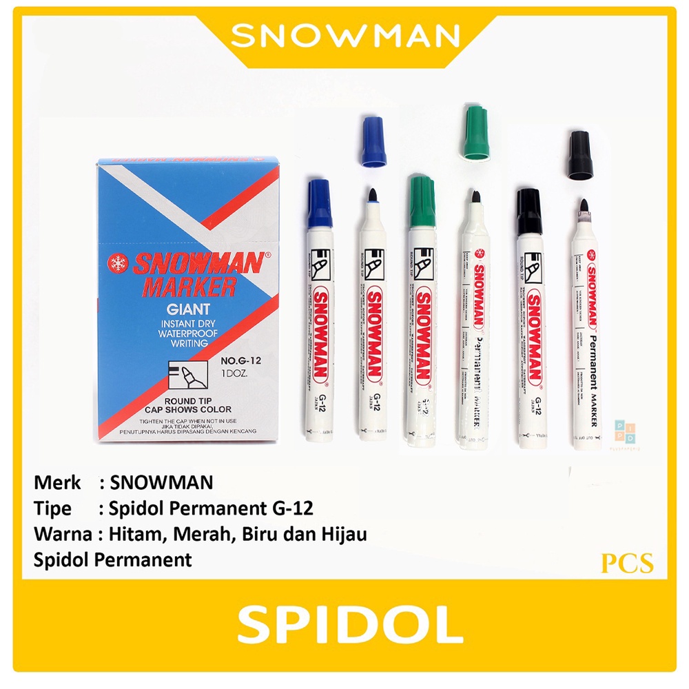 

SNOWMAN - Spidol Marker Permanent G-12 Warna - Pcs