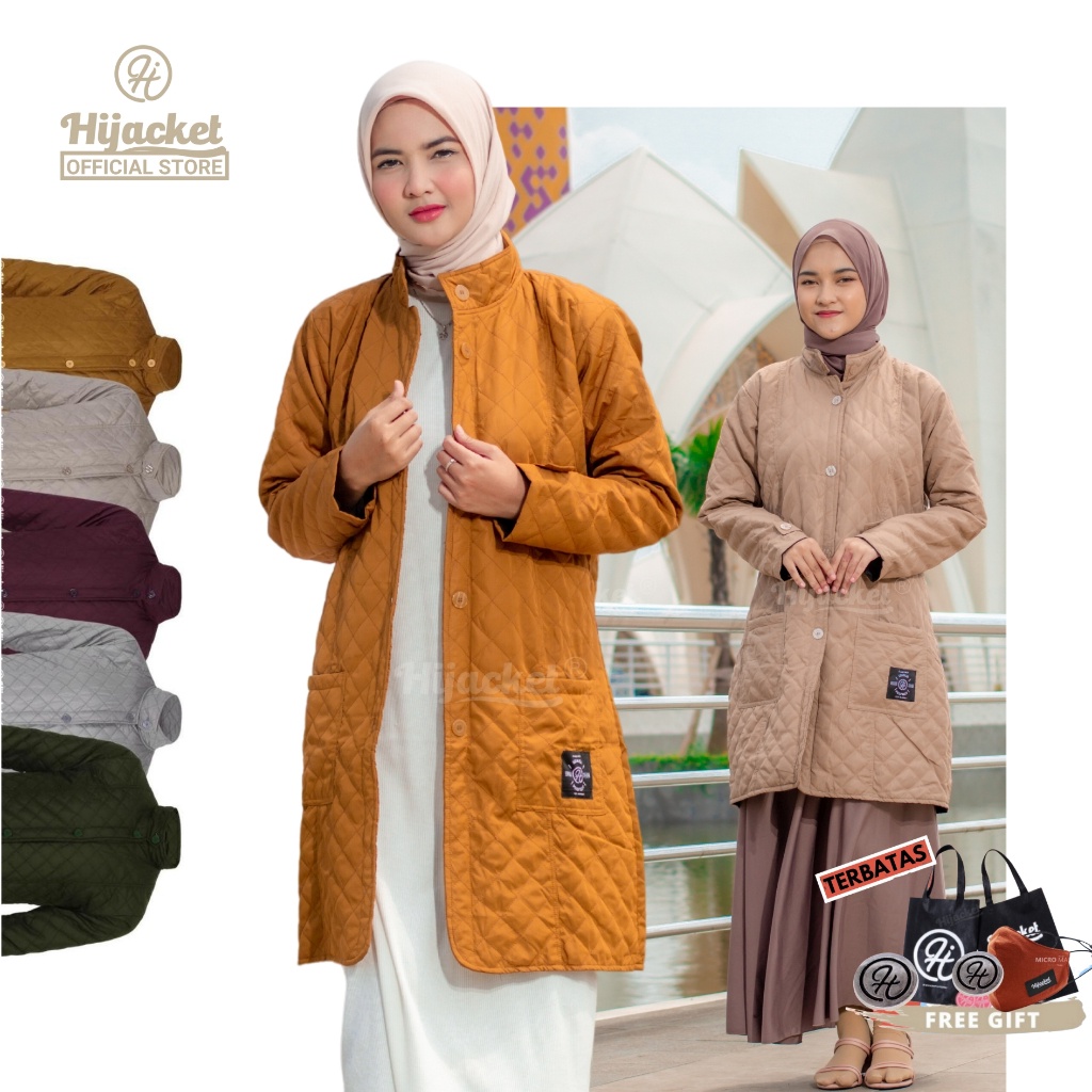 Jaket Wanita Muslimah Parasut - Hijacket Belva - Jaket Panjang Hijaber Musim Dingin