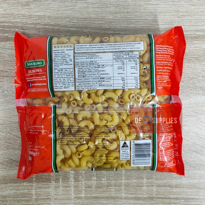 

San Remo Ebow Pasta 500gr - Macaroni Makaroni Sanremo Ebow Pasta