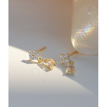 Anting Tetesan Air Sederhana Gaya Zircon Prancis