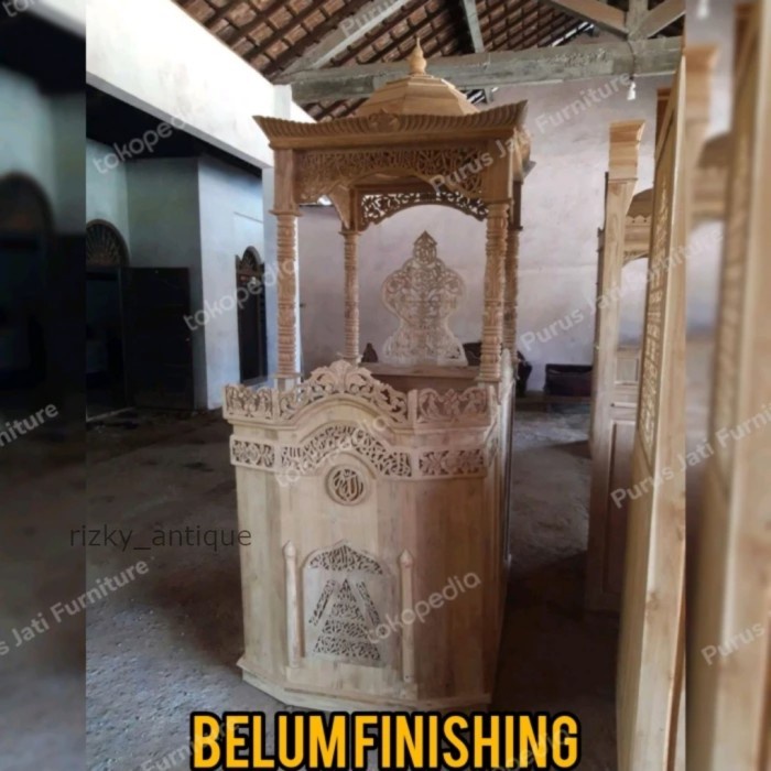 

Mimbar Masjid Ukiran Jepara Bahan Kayu Jati Model Atap Kubah Terlaris - BELUM WARNA Termurah cod redy