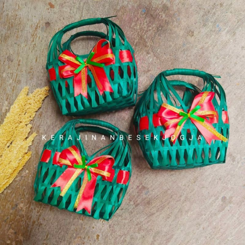 

Anyaman bambu TAS SNACK WARNA + PITA tas Snack natal tas Snack murah keranjang bambu
