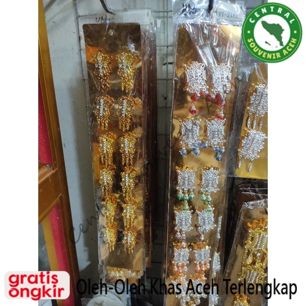 Bros dagu lusinan manik-manik motif pintu aceh | Bros jilbab khas aceh