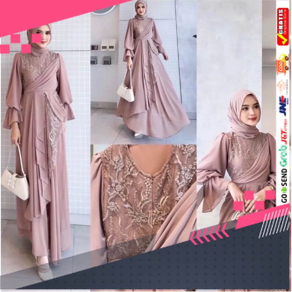 BAJU GAMIS MODEL BARU TERMURAH STYLE TRENDY /New Series Melisa Dress Premium Gamis Muslim Wanita Mod
