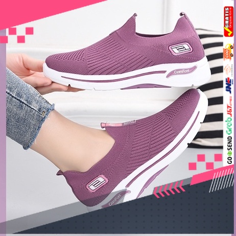 UKURAN SIZE 37 38 39 40 41 42 43 44 45 /SEPATU KETS SNEAKERS TANPA TALI WANITA NYAMAN IMPORT BREATHA