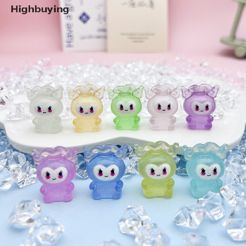 Hbid 10Pcs 3D Kartun Bercahaya Kulomi DIY Cream Lem Ponsel Case Jepit Rambut Perhiasan Resin Aksesoris Glory