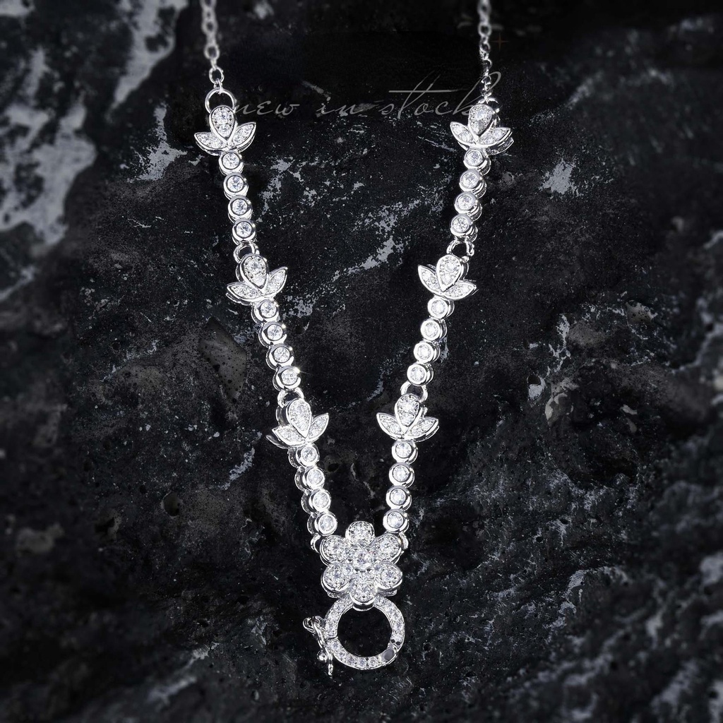 Goldkingdom Aksesoris Perhiasan Fashion Ready Stock Gaoding Full Berlian Kalung Rantai Universal Impor Berlian Karbon Tinggi Maju Merasakan Universal Kalung Sweater Rantai Perempuan