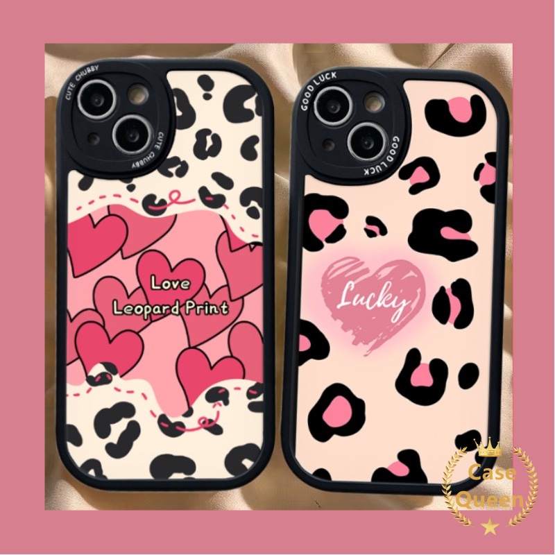 Casing Tpu Lembut Untuk Realme C53 C15 C20 C20A C25s 8i 9i 8Pro 56i C12 C31 C30 C25Y C35 5 6 6s C21Y C11 C21 8 5i 7i GT C2 C3 C17 Love Heart Lucky Fashion Leopard Print Case