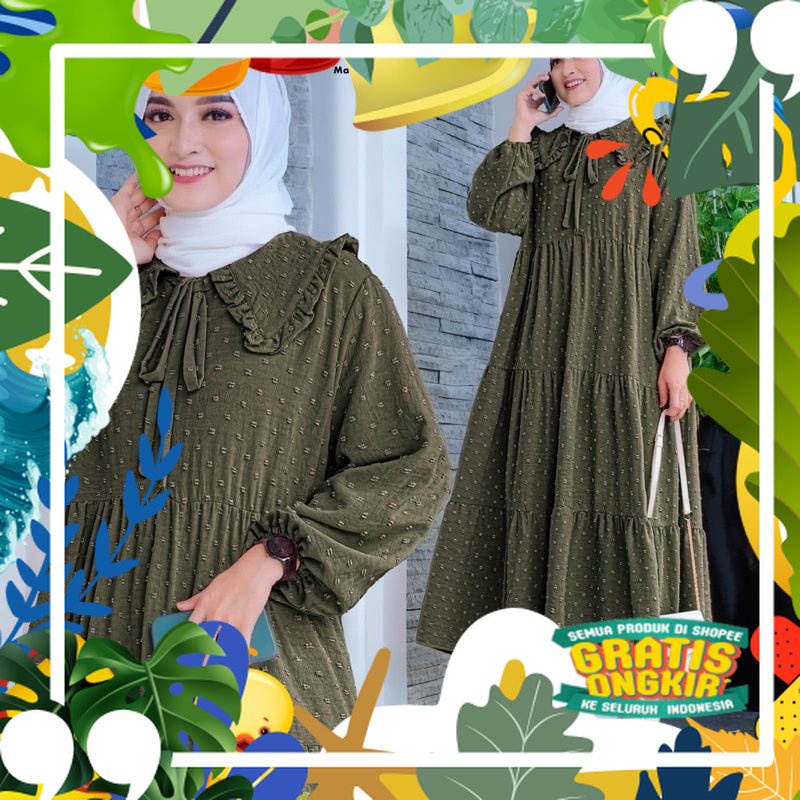 Dress Zulfa  Gamis Pesta Gamis Model Korea Gamis Crinkle Gamis Uragiri Dress Busui Midi Dress Remaja