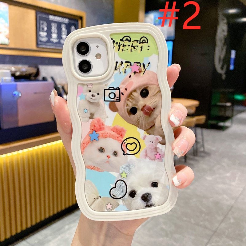 Cool Eyeglass Dog Cat 2in1 Wave Soft Case HP iP iPhone 14 13 12 11 Pro X XS XR Max 7 8 + Plus White FTD Casing Apple