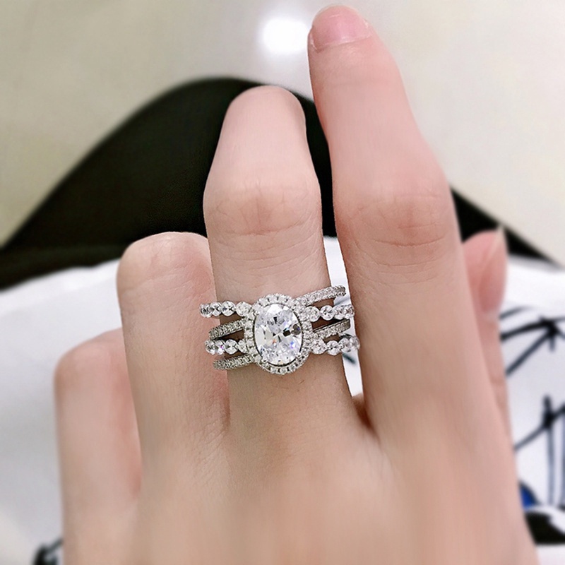 Fancy Desain Modern Wanita Cincin Dengan Brilliant Oval Cubic Zirconia Fashion Pernikahan Pertunangan Aksesoris Perhiasan Berkualitas Tinggi