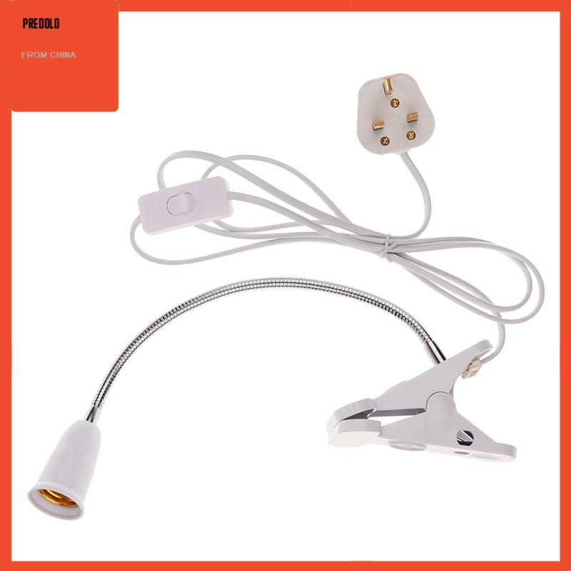 [Predolo] E27 Flexible Clip on Dengan Saklar Lampu LED Lamp Bulb Holder Socket Colokan UK