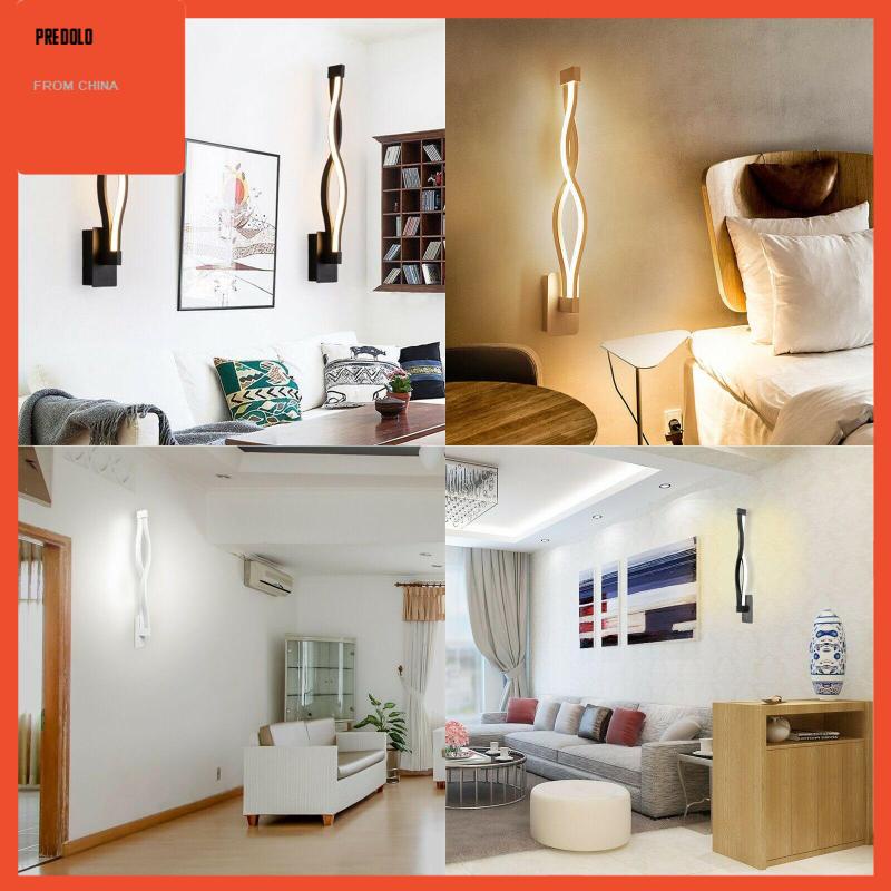 [Predolo] Nordic Wavy LED Wall Lamp Lampu Kamar Tidur Warm White Black Shell