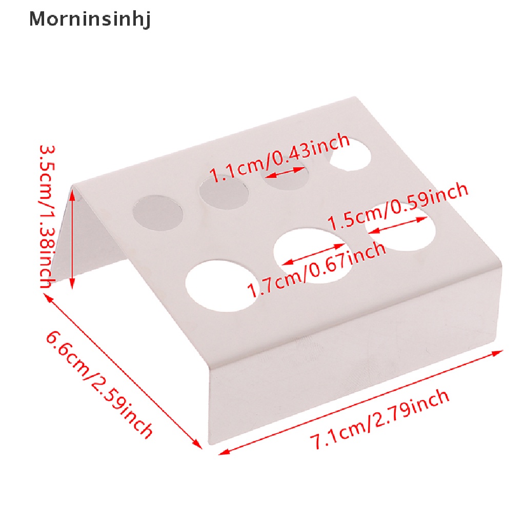 Mornin 7lubang Stainless Steel Rectangle Tattoo Ink Cup Holder Stand Pigment Rak Cangkir id