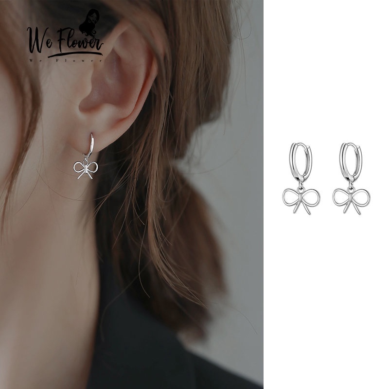 Kami Bunga Indah s925 Perak Berongga Busur Hoop Anting-Anting Untuk Wanita Gadis Korea Ikatan Simpul Menjuntai Anting-Anting Fashion Telinga Perhiasan Aksesoris