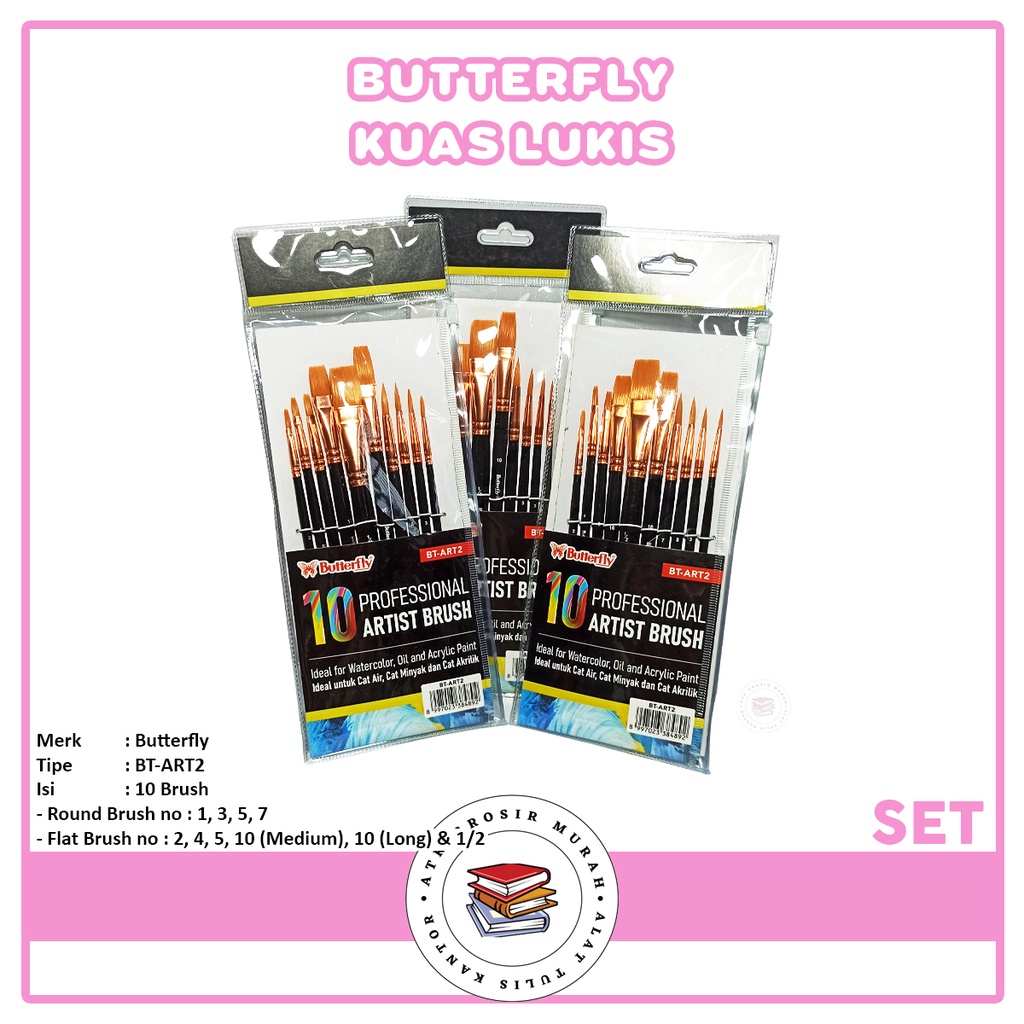 

BUTTERFLY - Paint Brush Set BT-ART2 Kuas Cat Minyak - 1 Set