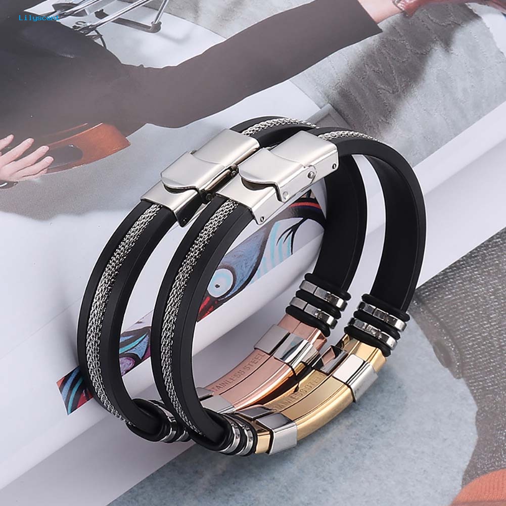 Lilyscent Unik Pria Baja Titanium Tangan Rantai Handmade Gelang Bangle Club Perhiasan Hadiah