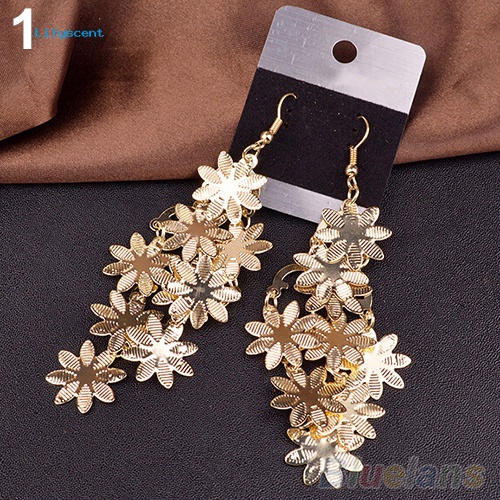 Lilyscent Wanita Vintage Alloy Multi-Layer Snowflakes Menjuntai Kait Chic Anting Perhiasan