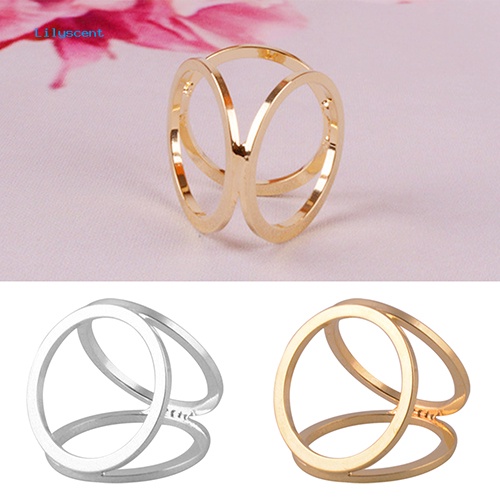 Lilyscent Hot Fashion Berlapis Emas Tiga Cincin Syal Sutra Gesper Klip Bros Pin Hadiah