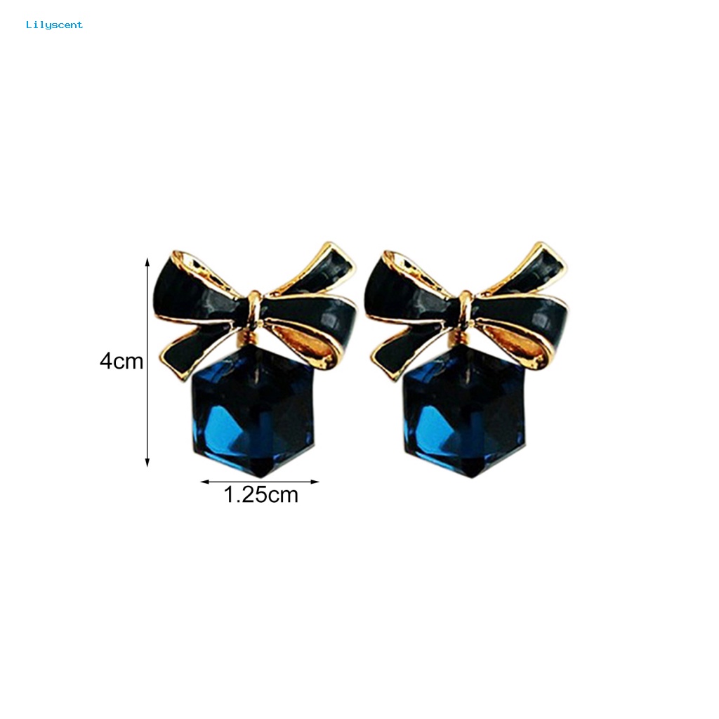 Lilyscent Cincin Telinga Halus Untuk Pernikahan Berlian Imitasi Biru Anti-Alergi Anting Berlian Imitasi