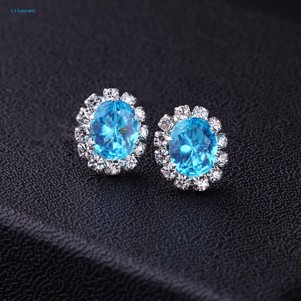 Lilyscent Fashion Wanita Lady Elegan Berlian Imitasi Bunga Ear Stud Earrings Hadiah Perhiasan