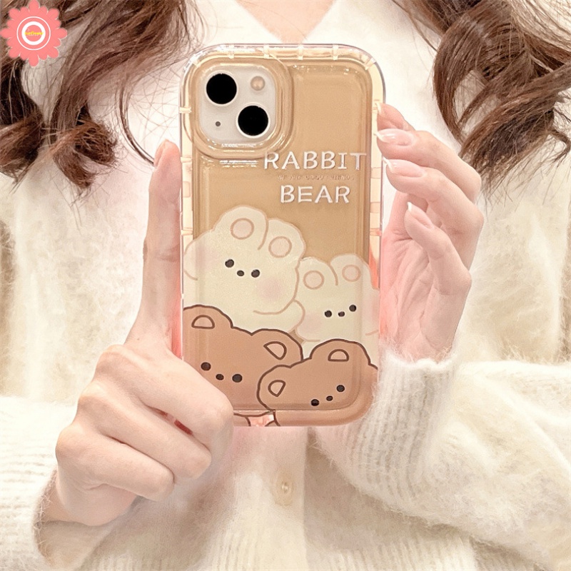 Kartun Kelinci Lucu Beruang Case Realme C35 C55 C30 7i C17 C30S C15 C25 C11 2021 C20 C12 C33 C11 2020 C25Y C25s C20A 6i 5 5i 5s C21Y C3 C1 C2 Teman Baik Lembut Airbag Cover