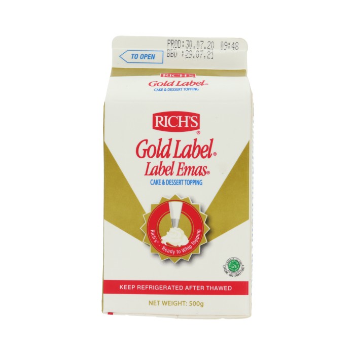 

WHIPPING CREAM RICHS GOLD LABEL 500 GR (KHUSUS GRAB & GOJEK)