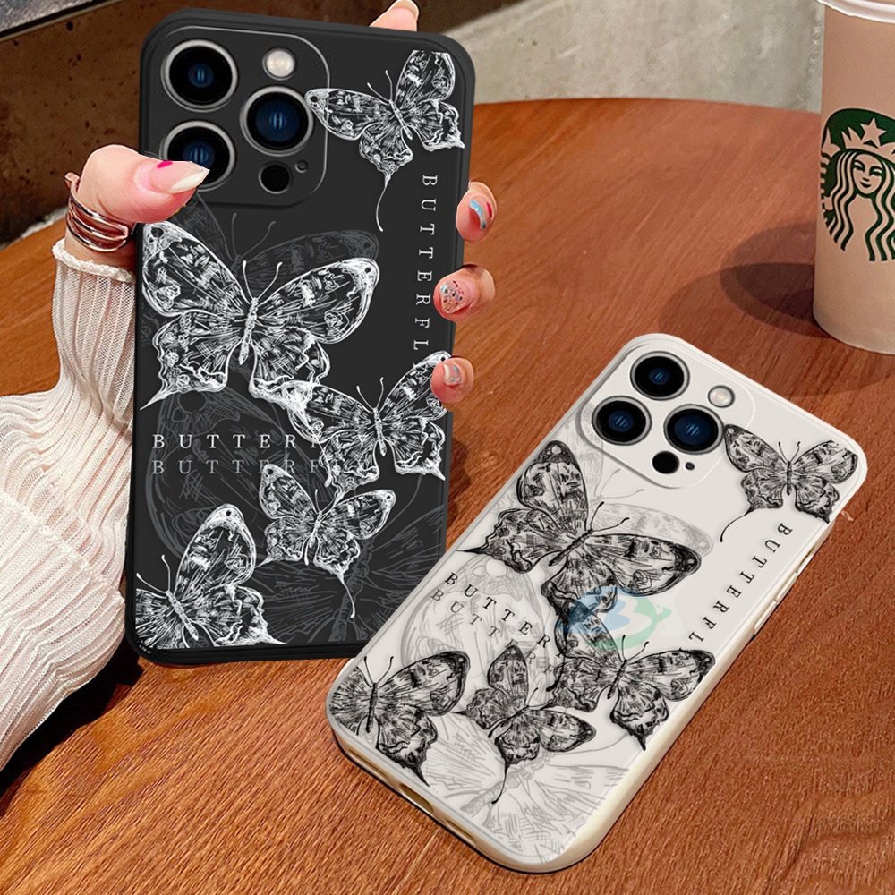 IPHONE Fashion Case Kompatibel Untuk Iphone14 Pro Max iPhone13 Pro Max IPhone11 IPhone12 IPhoneXR XS 6 6S 78 Plus SE Butterfly Shockproof Silicone Soft Case Binteacase