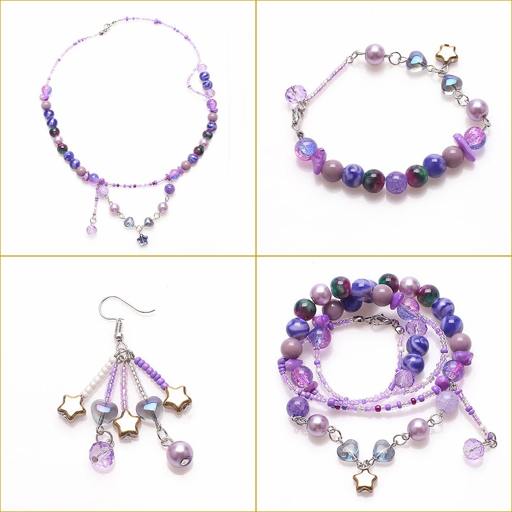 40g Multi Ukuran Bentuk Campur Warna-Warni Longgar Manik-Manik Bintang Hati Pesona Tidak Teratur Ornamen Kaca Segi Manik-Manik Bulat Bening Untuk Gelang Kalung Membuat DIY Perhiasan Aksesoris