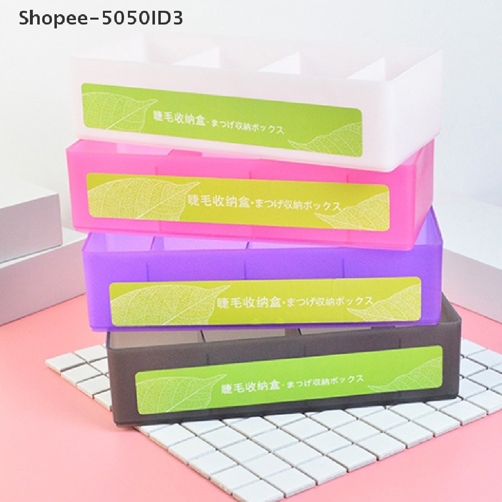 [HOT] 4grids Eyelash Extension Tool Storage Box Plastik Tempat Penyimpanan Bulu Mata Kosong [ID]