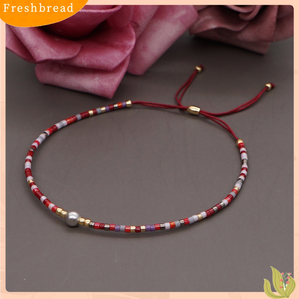 &lt; Freshbread &gt; Lady Gelang Gaya Boho Handmade Aesthetic Adjustable Faux Crystal Hias Menarik Bohemian Etnik Manik-Manik Gelang Wanita Aksesori