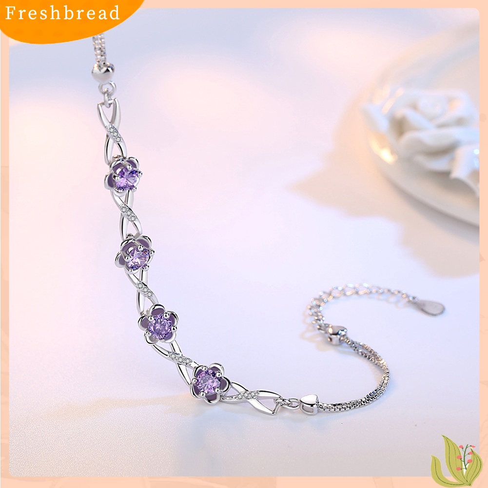 &lt; Freshbread &gt; Vintage Plum Blossom Berlian Imitasi Bertatahkan Wanita Gelang Rantai Pergelangan Tangan Perhiasan Hadiah