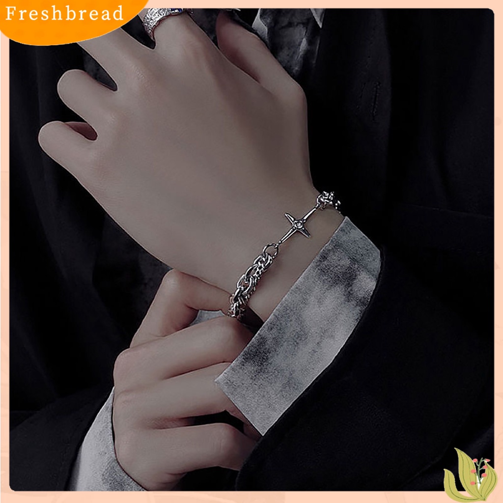 &lt; Freshbread &gt; Pria Gelang Hip Hop Gaya Goth Bland Warna Solid Pria Tangan Rantai Aksesoris Laki-Laki