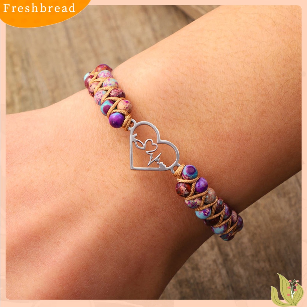 &lt; Freshbread &gt; Gelang Couple Double-layered Hand Woven Adjustable Stainless Steel Cinta Hati Dikepang Tali Keberuntungan Pesona Gelang Aksesori Perhiasan