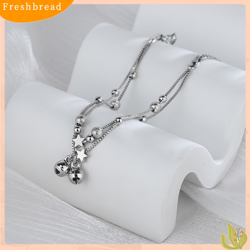 &lt; Freshbread &gt; Wanita Gelang Kepribadian Temperamen Gaya Korea Matte Double-layered Dekorasi Aksesori Bintang Bell Cuff Bracelet Untuk Tanggal