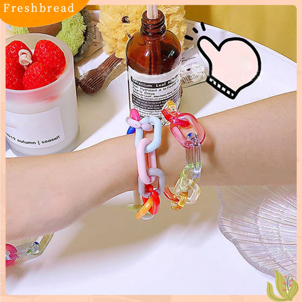 &lt; Freshbread &gt; Gelang Gadis Warna Pelangi Resin Manset Link Resin Tangan Rantai Perhiasan Fashion