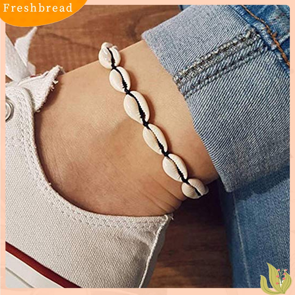 &lt; Freshbread &gt; Wanita Rajut Tangan Shell Pesona Gelang Manik-Manik Rantai Bangle Perhiasan Aksesori