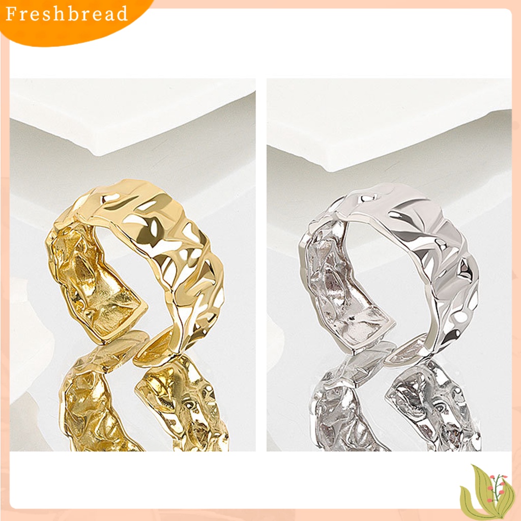< Freshbread > Cincin Jari Pembukaan Dapat Disesuaikan Gaya Netral Kepribadian Poles Dekorasi Perempuan Cekung-Cekung Tidak Teratur Cincin Lebar Aksesoris Perhiasan